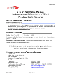 3T3-L1 Adipocyte Care Manual - Zen-Bio