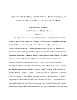 NARRATIVE VOICES IN FRANCOPHONE AFRICAN LITERATURE