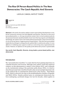 the Rise of Person ‑Based Politics in the new Democracies: the