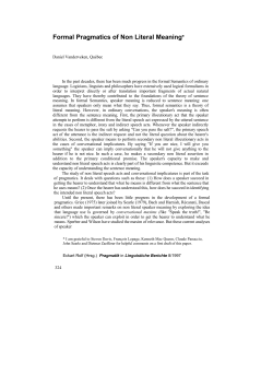 Formal Pragmatics of Non Literal Meaning