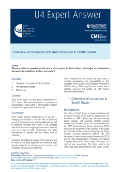 1. Overview of corruption in South Sudan Overview of corruption and