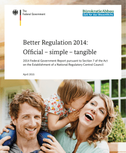 Better Regulation 2014: Official &ndash; simple &ndash; tangible