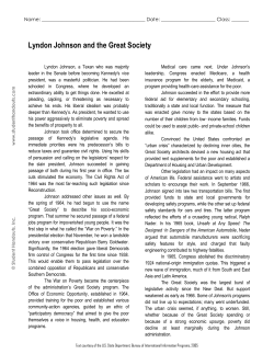Lyndon Johnson and the Great Society
