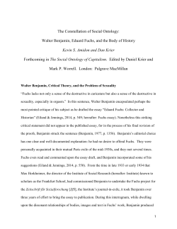 The Constellation of Social Ontology: Walter Benjamin, Eduard Fuchs