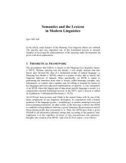 Semantics and the Lexicon in Modern Linguistics