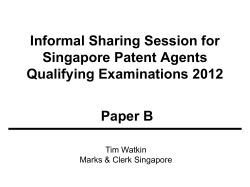 Informal Sharing Session for Singapore Patent Agents Qualifying