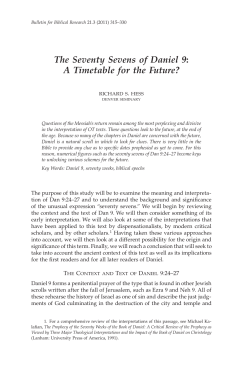 The Seventy Sevens of Daniel 9: A Timetable for the Future?