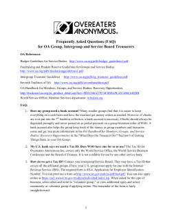 FAQ for Treasurers - Overeaters Anonymous