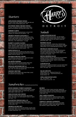 Menu - Harry`s Detroit