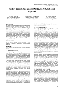 Part of Speech Tagging in Manipuri: A Rule