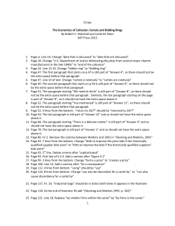 1 Errata The Economics of Collusion: Cartels and Bidding Rings By