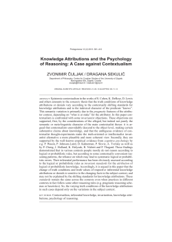 Knowledge Attributions and the Psychology of Reasoning: A Case
