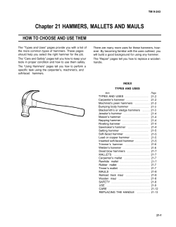 Chapter 21 HAMMERS, MALLETS AND MAULS