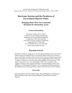 Hurricane Katrina and the Paradoxes of Government Disaster Policy