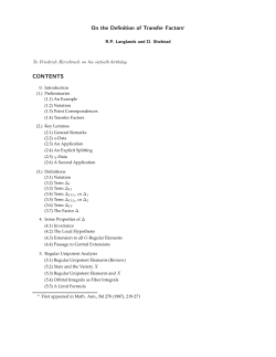 On the Definition of Transfer Factors* CONTENTS