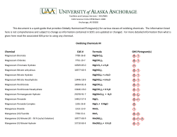 for various classes of oxidizing chemicals. The