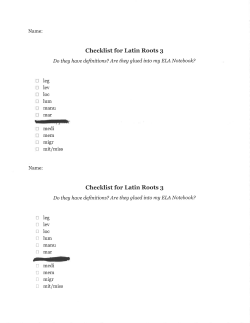 Checklist for Latin Roots 3 Checklist for Latin Roots 3