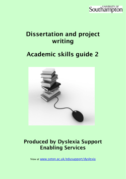 Dissertation and project writing Academic skills guide 2