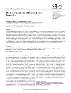 The Emerging Field of Human Social Genomics
