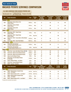 MASHED POTATO SERVINGS COMPARISON
