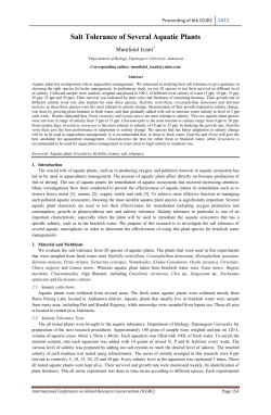 Salt Tolerance of Several Aquatic Plants