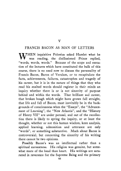 FRANCIS BACON AS MAN OF LETTERS HEN inquisitive Polonius