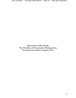 Declaration of Ken Smith, Vice President of Construction