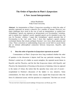 The Order of Speeches in Plato`s Symposium: A New