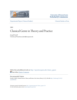 Classical Genre in Theory and Practice
