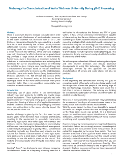 Metrology for Characterization of Wafer Thickness