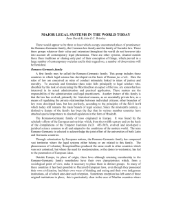 MAJOR LEGAL SYSTEMS IN THE WORLD TODAY
