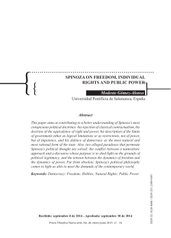 SPINOZA ON FREEDOM, INDIVIDUAL RIGHTS AND PUBLIC