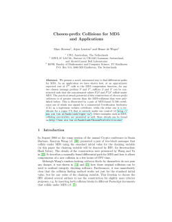 Chosen-prefix Collisions for MD5 and Applications