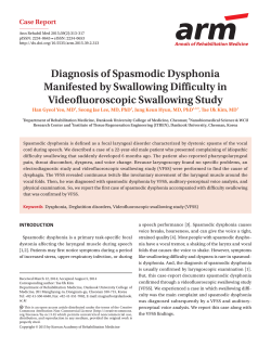 Diagnosis of Spasmodic Dysphonia Manifested by Swallowing