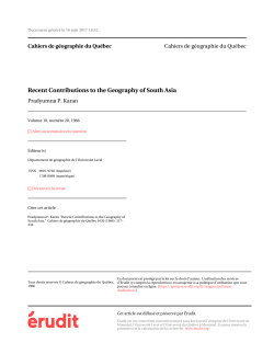 Recent Contributions to the Geography of South Asia