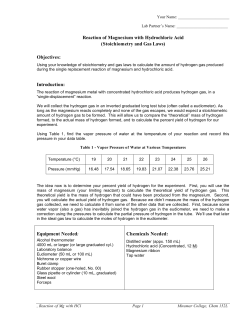 Reaction of Magnesium with Hydrochloric Acid (Stoichiometry and