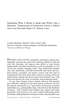 Deepening What it Means to Read (and Write) Like a Historian