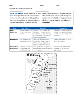 Name: : Date:______ Chapter 3: The English Colonies Page 68