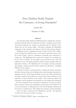 Does Malthus Really Explain the Constancy of Living Standards?