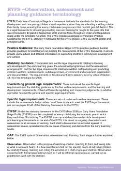 EYFS &ndash;Observation, assessment and planning guidance terminology