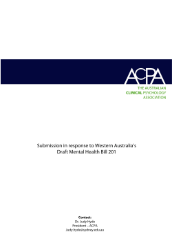 Submission in response to Western Australia`s Draft Mental Health