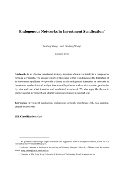 Endogenous Networks in Investment Syndication