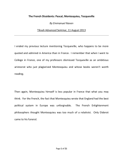 The French Dissidents: Pascal, Montesquieu, Tocqueville By