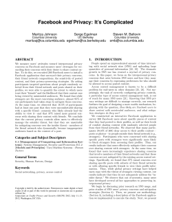 Facebook and Privacy: It`s Complicated