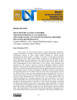 book review zece pentru lugoj. o istorie neconvenţională a lugojului