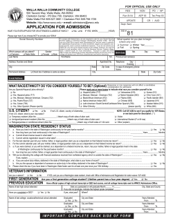 Application for Admission - Walla Walla Community College