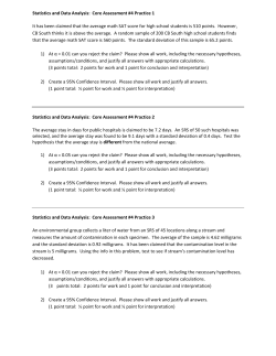 Statistics and Data Analysis: Core Assessment #4 Practice 1 It has