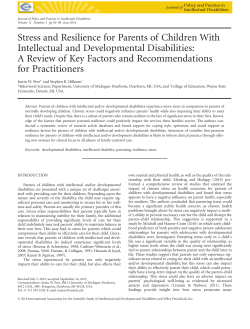 Stress and Resilience for Parents of Children With Intellectual and