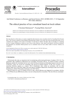 The Ethical Practice of Tax Consultant Based on
