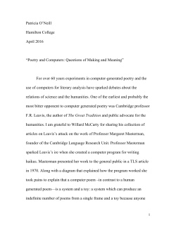 Poetry and Computers: Questions of Making and
